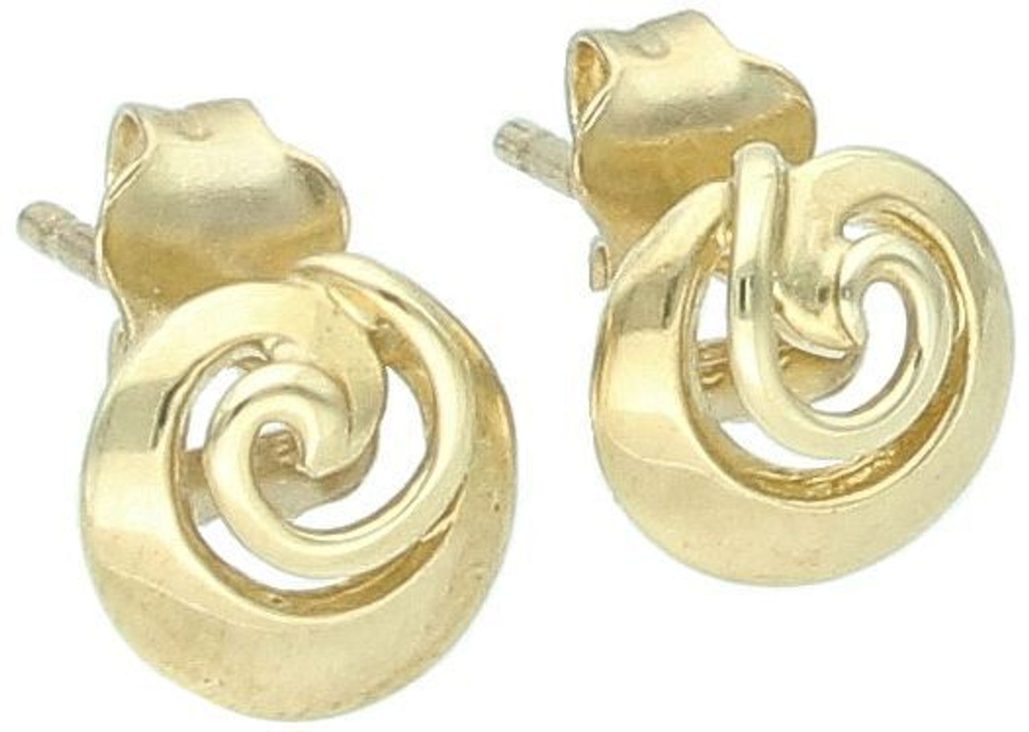 Złote kolczyki wkrętki ze wzorem zakręconej muszli KL 7362- 333.jpg